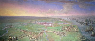 منظر بانورامي للحصى المحاصر من قبل Duc d&39;Orleans في يوليو 1643 بواسطة جيليس بيترز